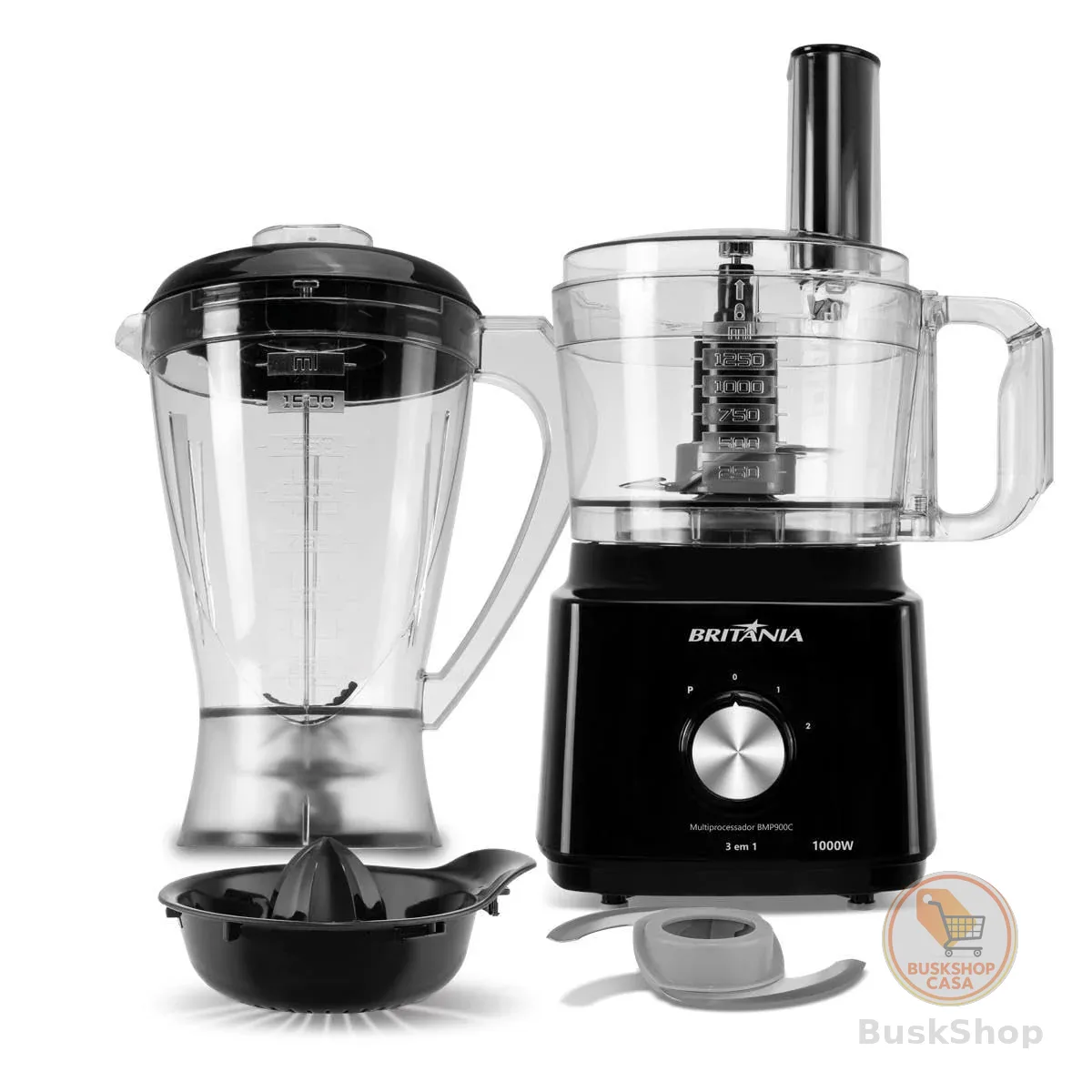 Multiprocessador Britânia 1000W 3 em 1 Lâminas Inox BMP900C 220W