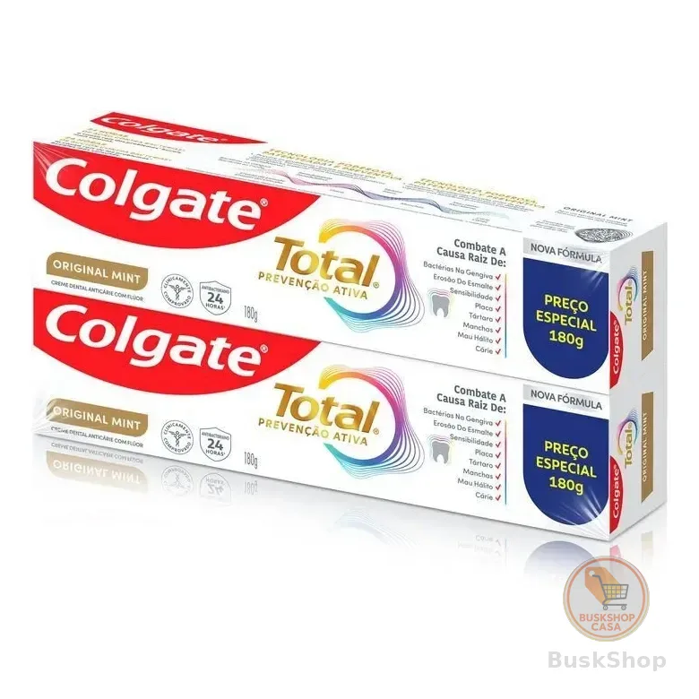 Creme Dental Colgate Total Original Mint Prevenção Ativa 180g 2 Unidades