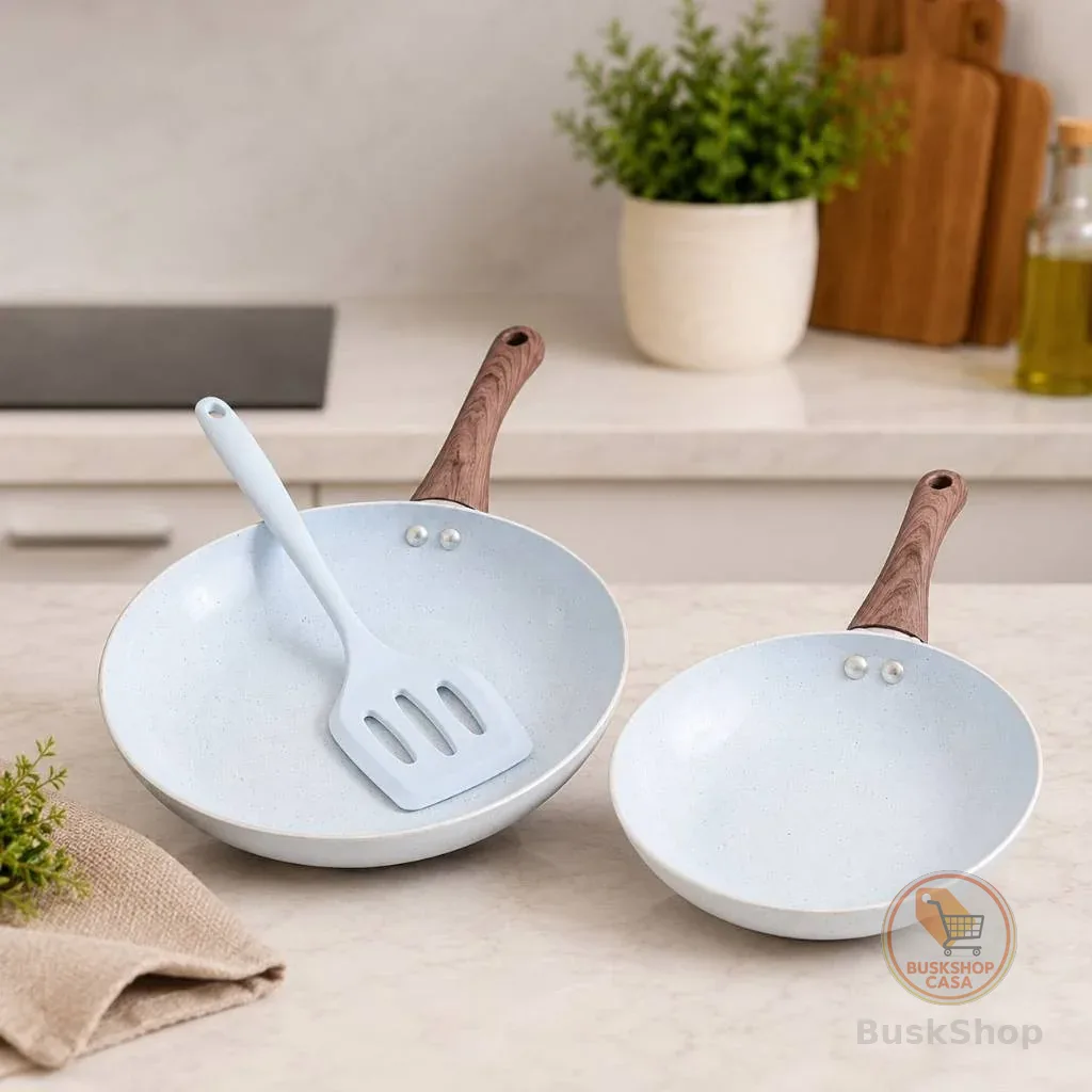 Conjunto 3 pcs Frigideiras Indução Cerâmica + Espatula Silicone