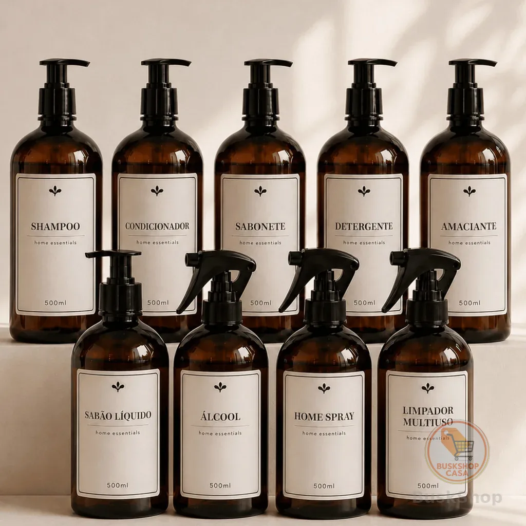 Kit casa completa - frascos âmbar organizadores 500ml