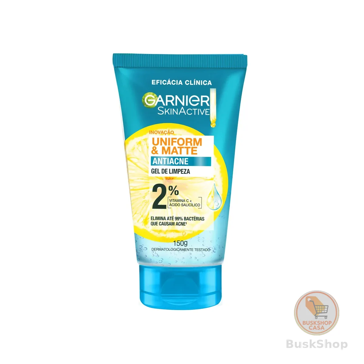Garnier Uniform & Matte, Gel de Limpeza Facial com Ácido Salicílico e Vitamina C, Combate Cravos e Espinhas, Reduz a oleosidade e Controle da Pele Acneica, 150g