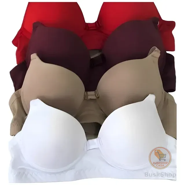 Kit 4 Sutiãs Com Bojo Alça Reforçada Cores Lisas Revenda