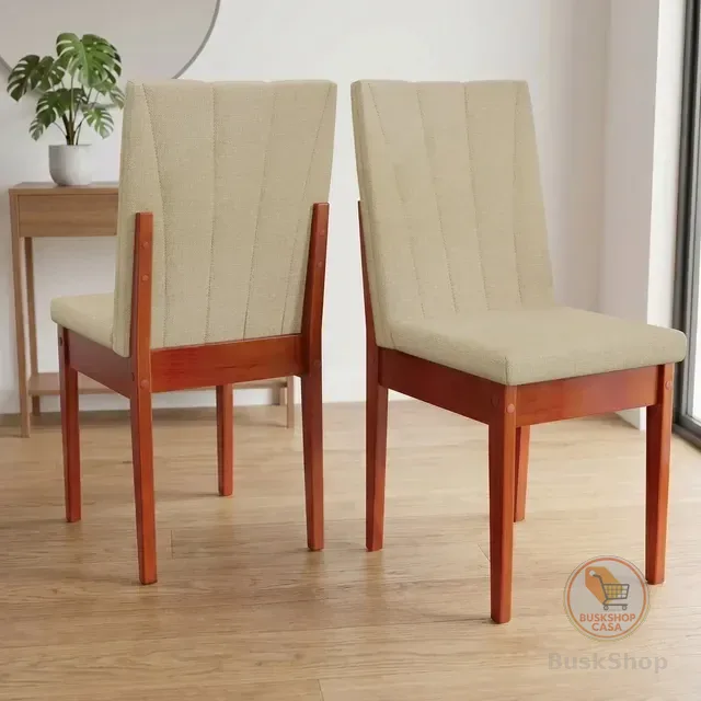 Kit 2 Cadeiras De Jantar Estofadas Madeira Maciça Jiwt