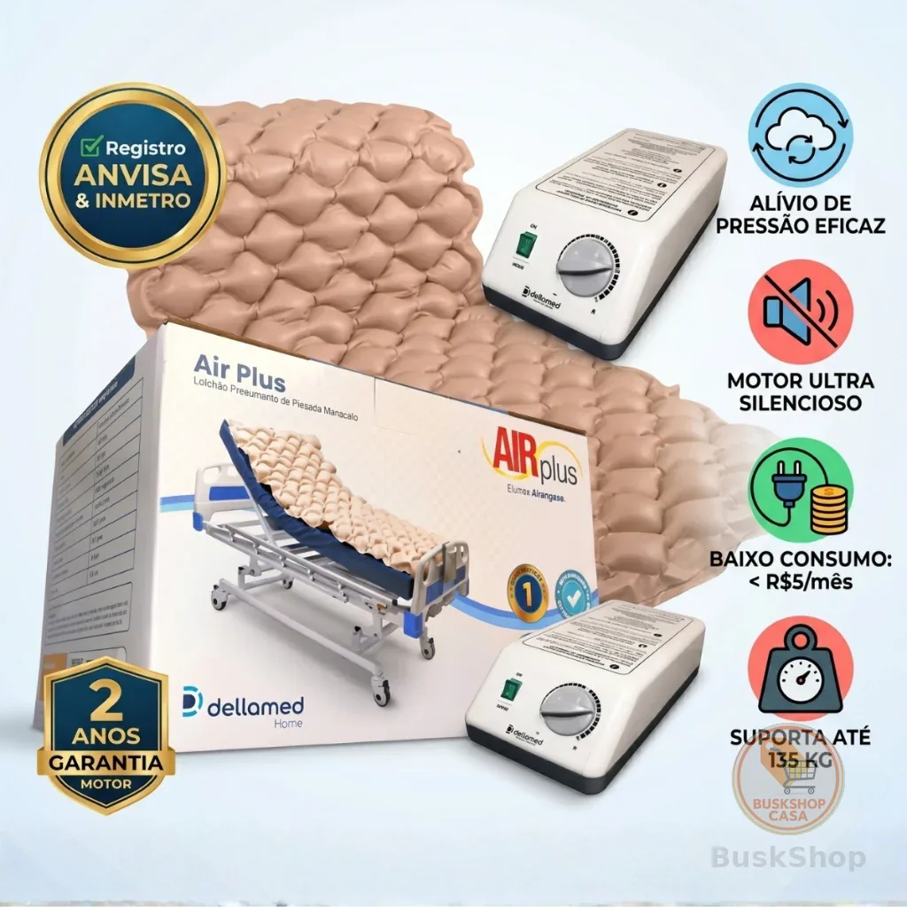 Colchão Pneumático Anti Escaras Airplus Dellamed Com Motor para Acamados Hospitalar