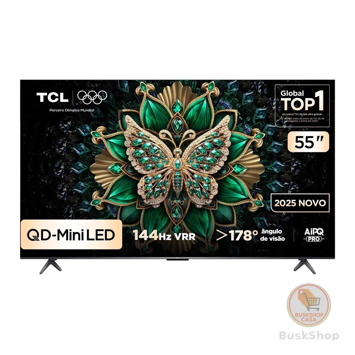 Smart TV TCL 55 Polegadas QLED Mini LED 4K C6K WiFi Bluetooth Google TV 4 HDMI 144Hz HDR10+ 55C6K