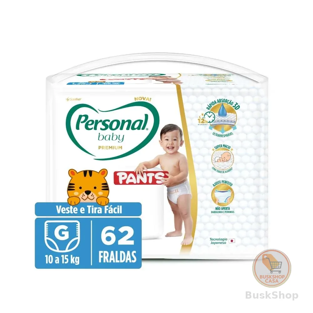 Personal Fralda Baby Premium Pants G, 62 Unidades