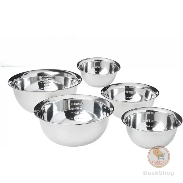 Kit Jogo 5 Tigela Inox Cumbuca Bowl Conjunto Bacia Saladeira Cromado