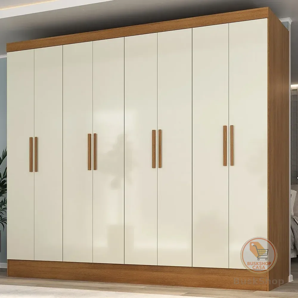Guarda Roupa Casal 8 Portas 4 Gavetas Jatobá Yescasa Cinamomo/off White