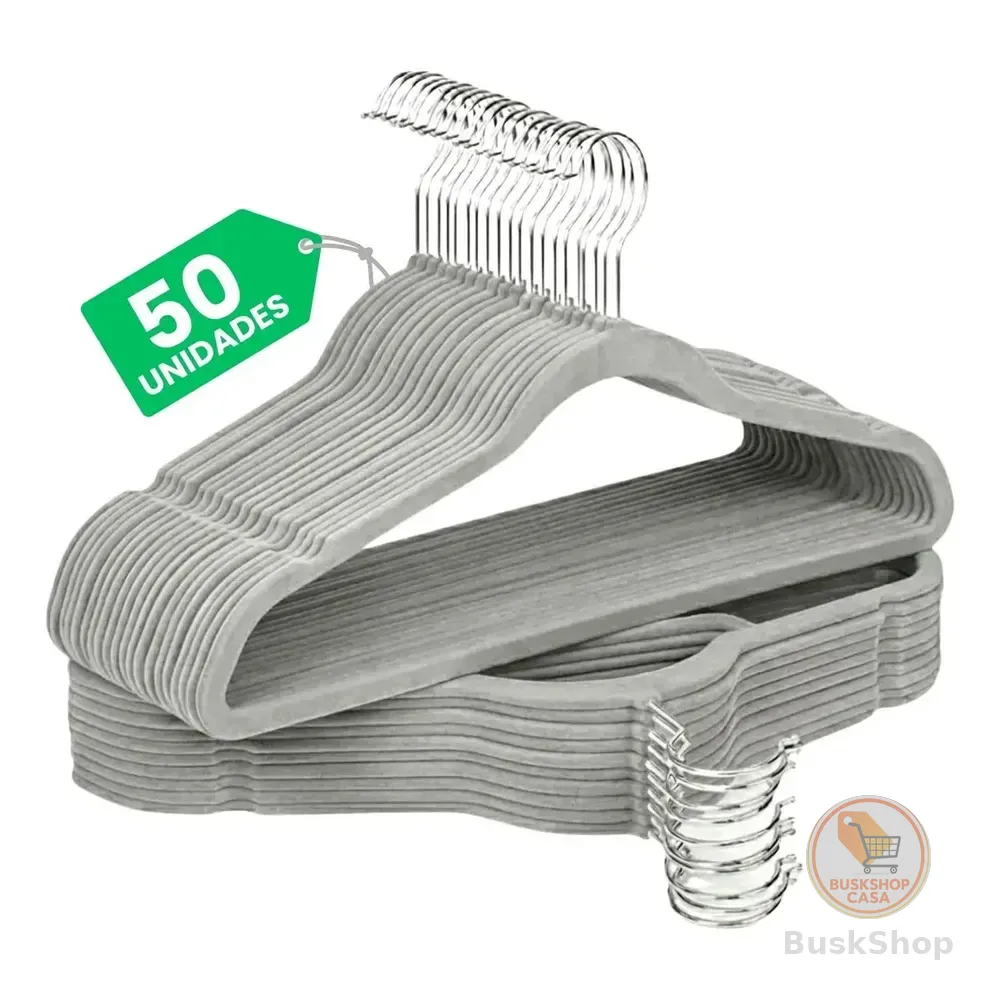 Kit Cabides Veludo De Roupa Antideslizante Slim Adulto 50 Un Cinza