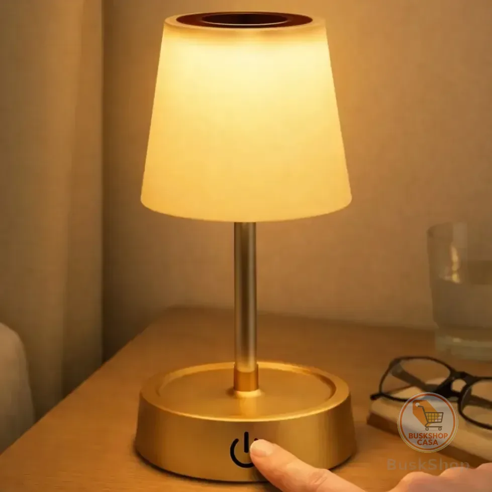Luminária De Mesa Led Recarregável Com Toque, Abajur Ajustável Para Cabeceira E Escritório Dourado Branco 6v