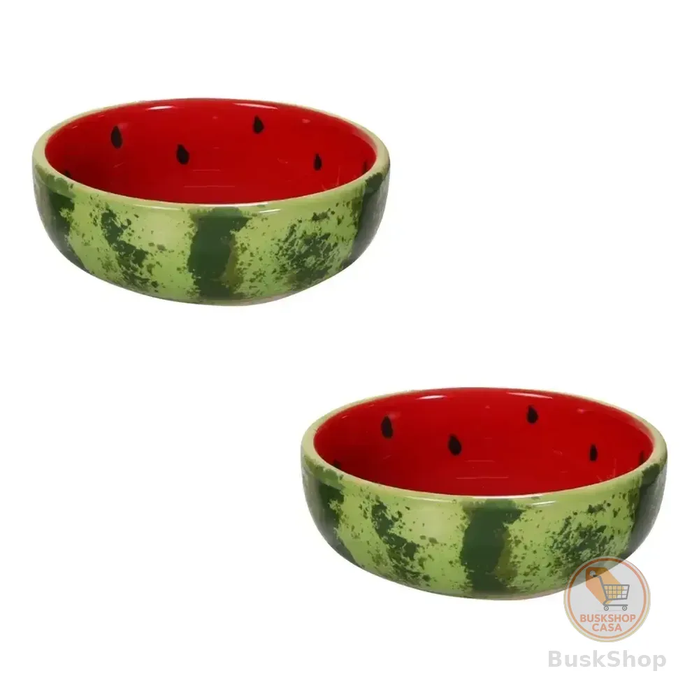 Kit 2 Unidades Bowls Frutas Tigela Cambuca Cerâmica Vasilha Verde-musgo Melancia