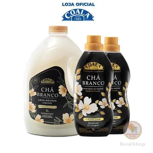 Kit Coala Laundry 1 Lava Roupas 3L + 2 Amaciantes - Chá Branco