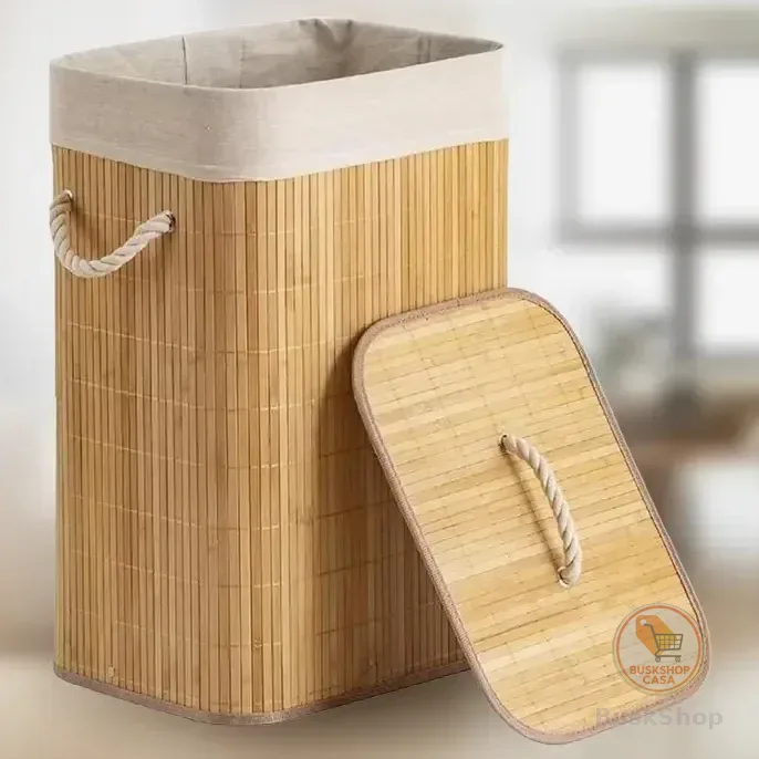 Cesto De Roupas De Bambu 70 Litros Yikasa