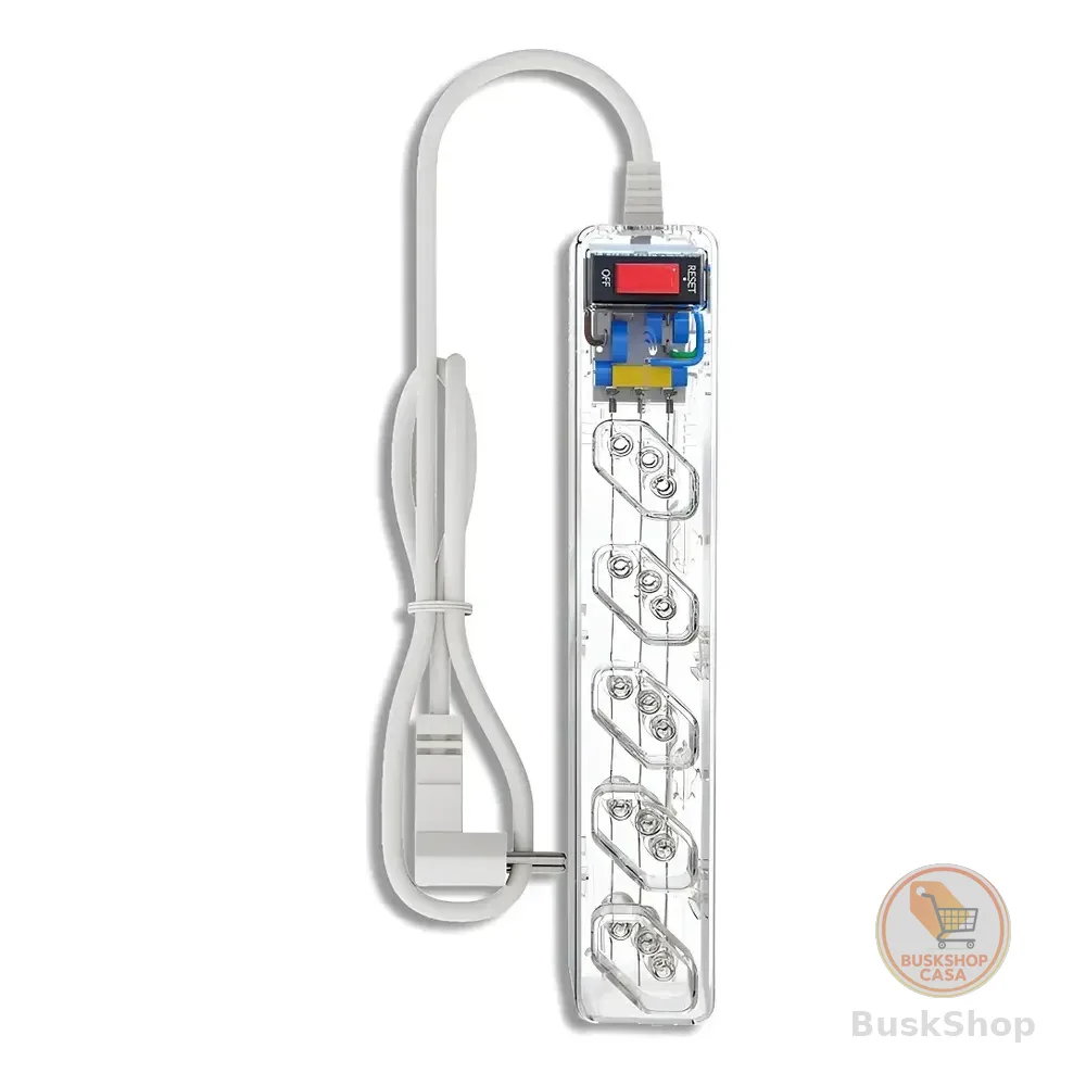 Filtro De Linha Clamper Iclamper Energia 5 Tomadas, Com Dps E Proteção Contra Raios E Surtos Elétricos Transparente 127/220v