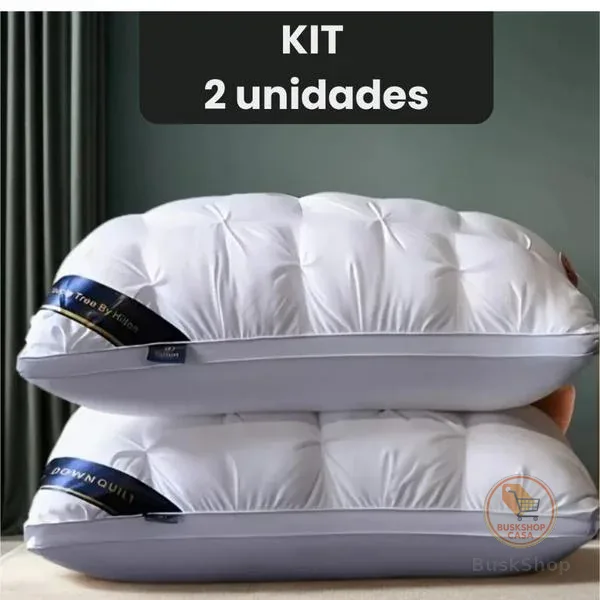 Kit 2 Travesseiros Hotel Luxo Premium Extra Confortável Macio Alto Conforto Cama Fibras Siliconadas
