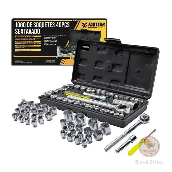 Kit Chaves Jogo Catraca Reversível Soquetes 40 Peças Maleta Fasterr