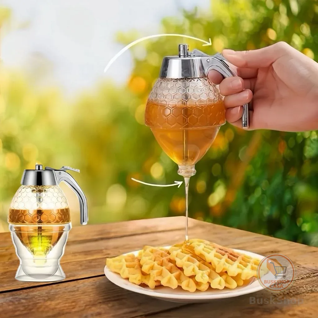 Meleira Honey Dispenser Acrílico 200ml Porta Mel Com Dosador Colmeia Sem Gotejamento Mesa Posta