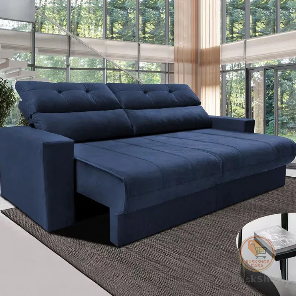 Sofá 3 lugares Cama Clean Retrátil e Reclinável Cama Inbox
