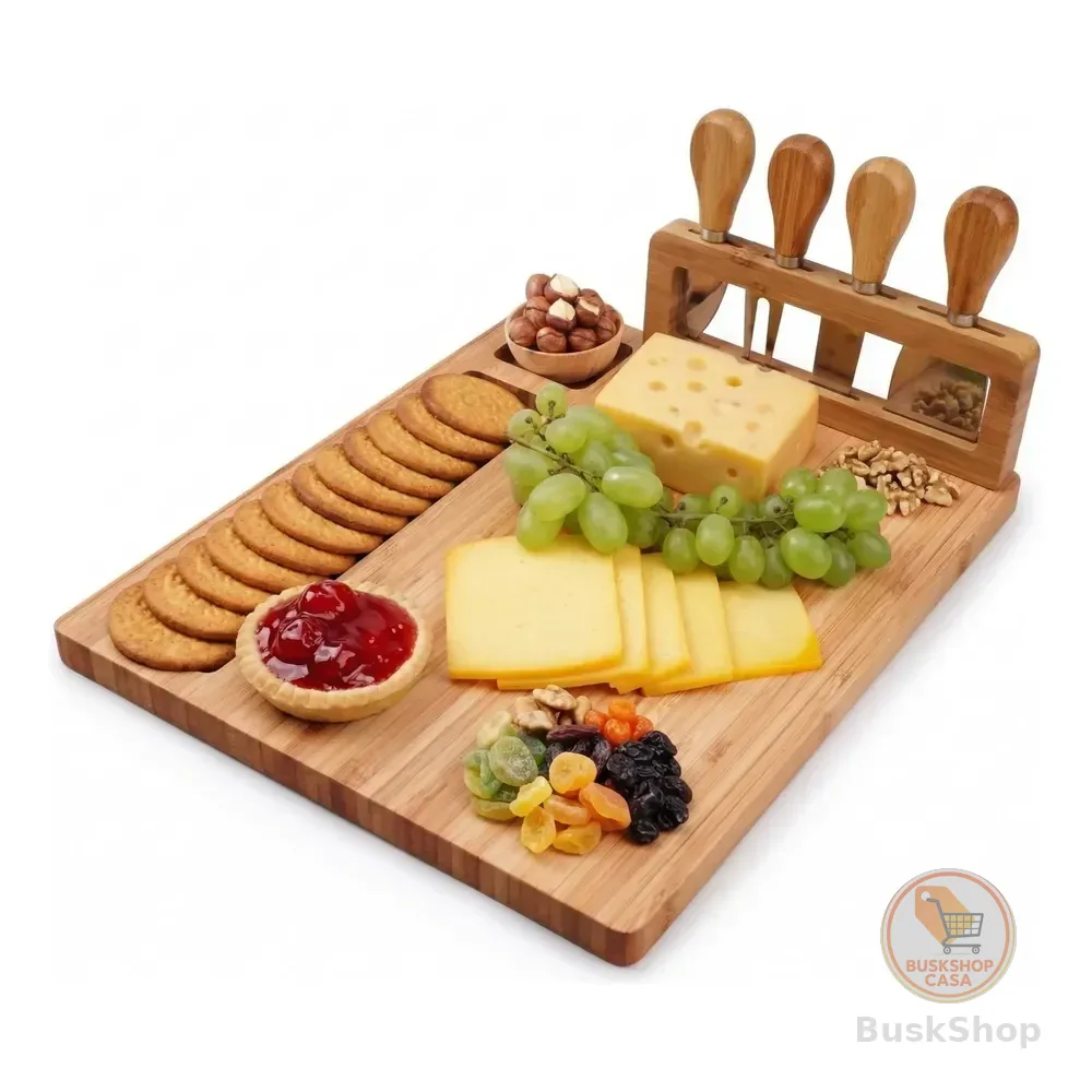 Tabua Queijos E Frios + Kit Espátulas 04 Peças