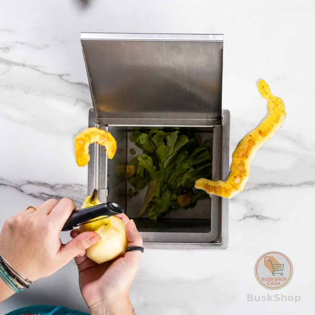 Lixeira de Embutir Aço Inox 304 Escovado Tampa Articulada Pia Bancada de Cozinha Gourmet Resistente