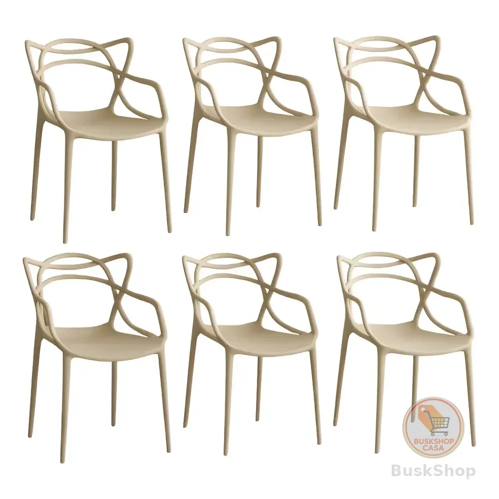 Kit 6 Cadeiras De Jantar Allegra Master Empilhável Verdazzo Estrutura Da Cadeira Nude Assento Nude Desenho Do Tecido Liso