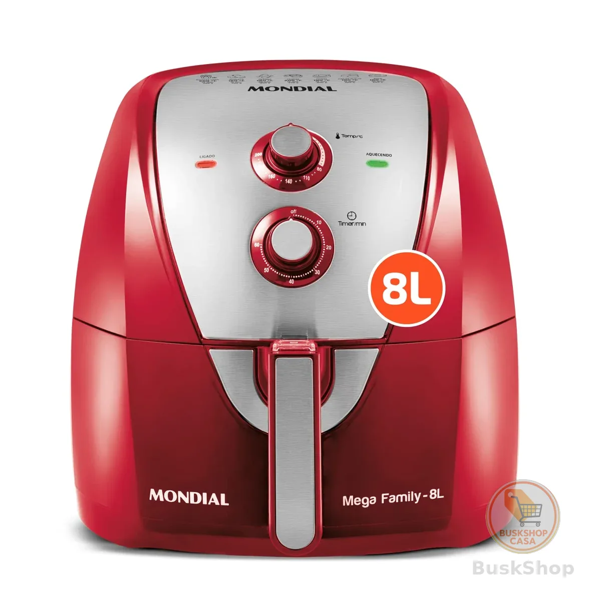 MONDIAL Fritadeira Sem Óleo Air Fryer 8L, Vermelho/Inox, 1900W, 220V - AFN-80-RI