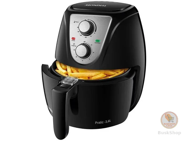 Fritadeira Elétrica Air Fryer Mondial Pratic AF-36-BI 3,6L Inox/Preta - 110V