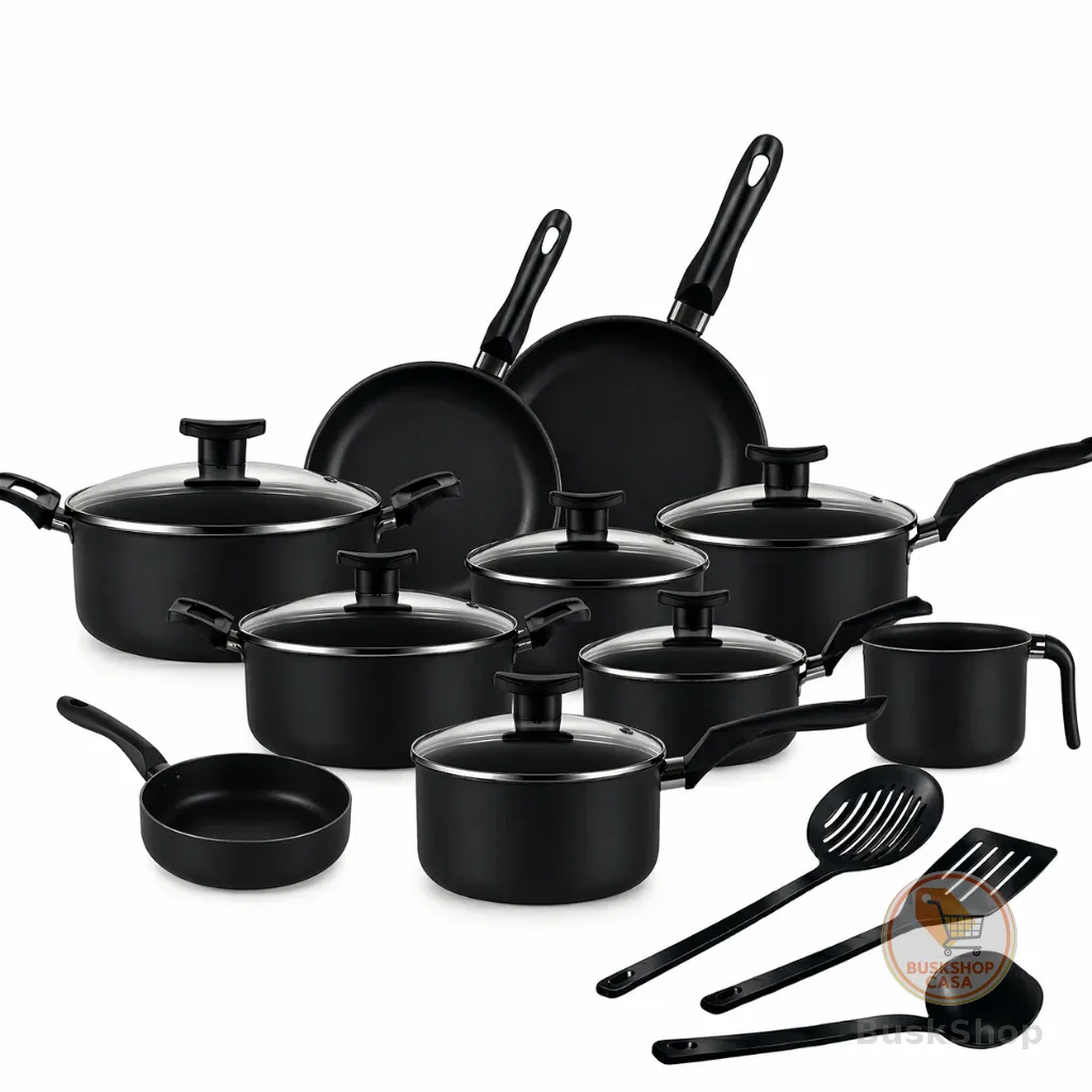 Jogo Panelas 13 Peças Antiaderente Conjunto Kit Frigideira Caçarola Fervedor Cozinha Completa