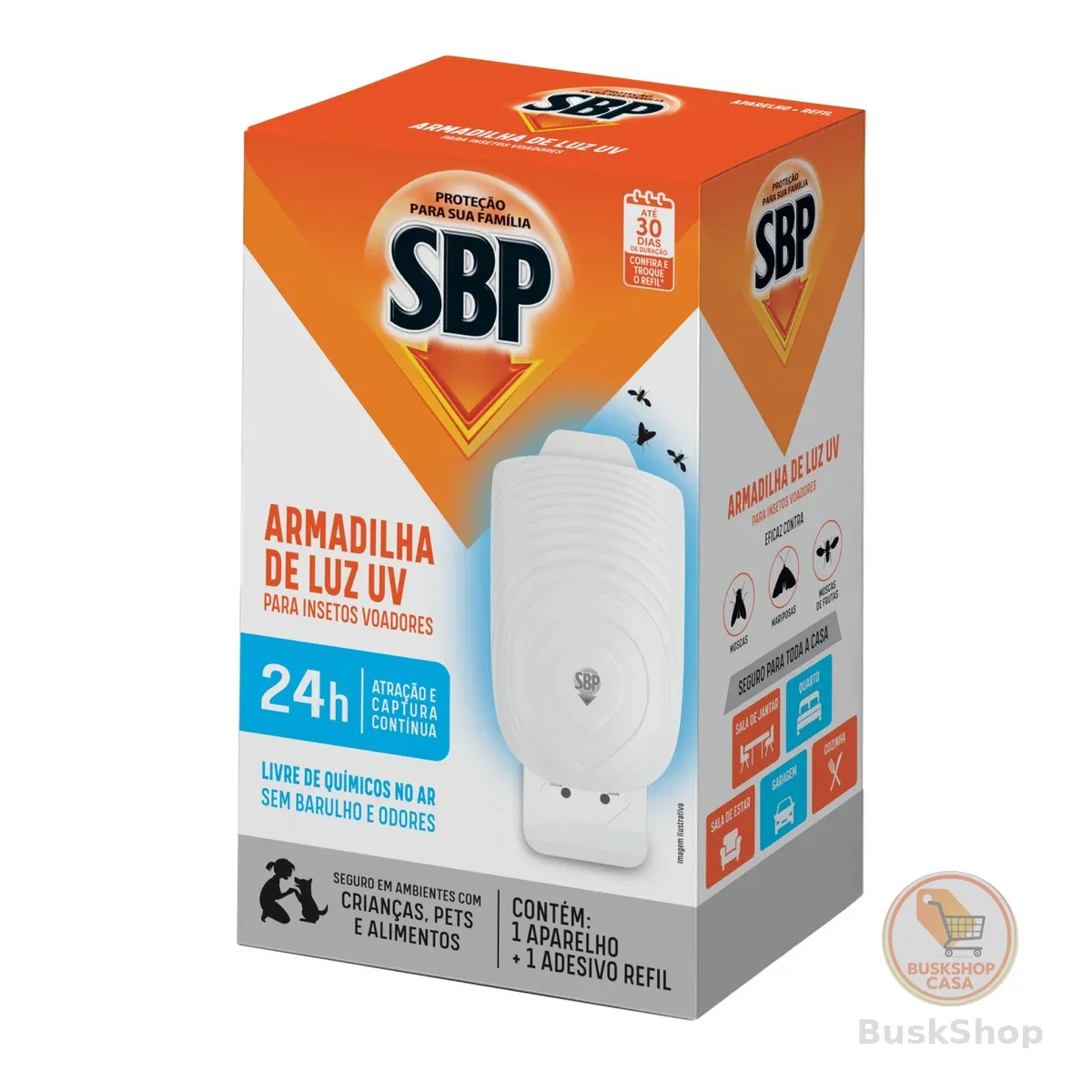 SBP Armadilha de Luz UV para Insetos Voadores, Captura Contínua 24h, Sem Químicos no Ar, Sem Cheiro, 1 Aparelho + 1 Refil