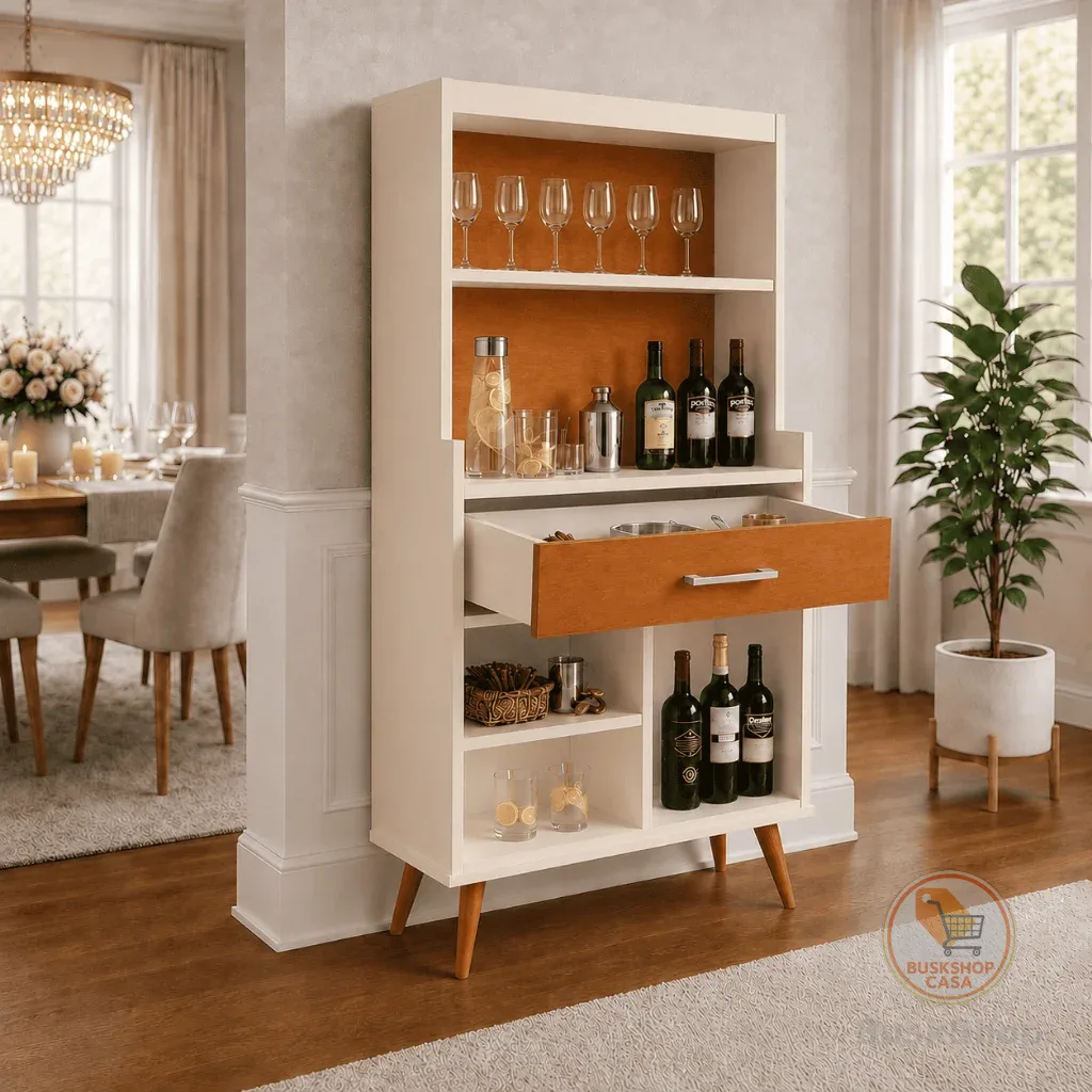Novo Armário Adega Bar Cristaleira Aparador Buffet Retrô Madeira P/Sala e Cozinha e Hall de Entrada