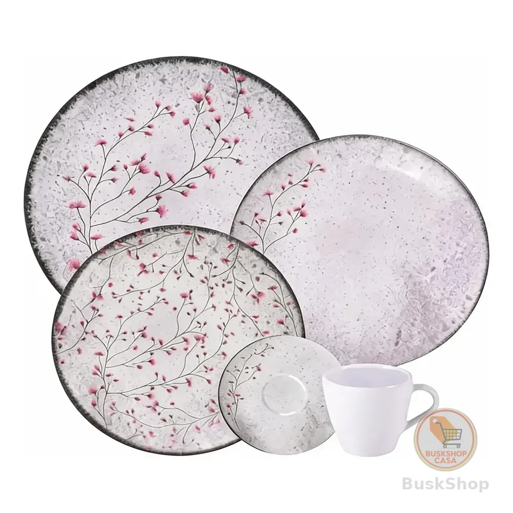 Jogo De Jantar 30 Peças Floralis Porcelana Tramontina Branco Floralis