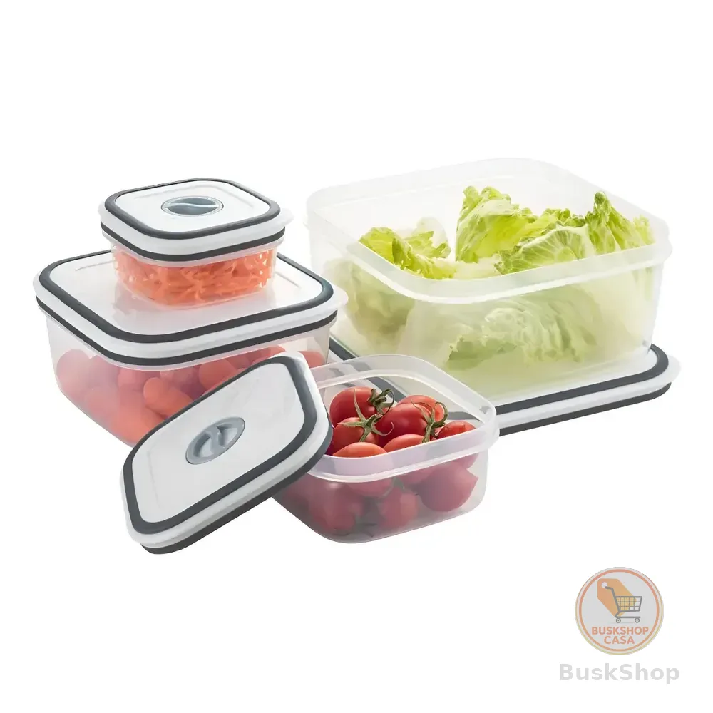 Conjunto De Potes Herméticos De Plástico Branco E Cinza Retangular Com 4 Unidades Electrolux