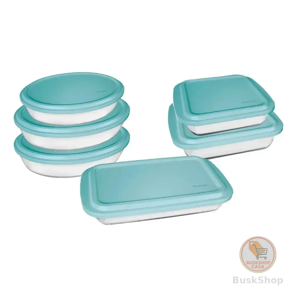 Conjunto Assadeiras 6 Peças De Vidro Com Tampa Verde Marinex Transparente