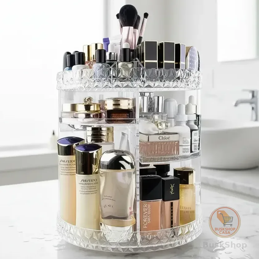 Organizador Maquiagem Acrílico Giratório 360 Cosméticos Transparente
