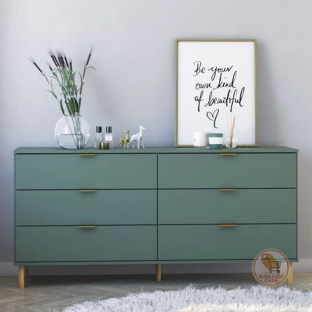Cômoda Ditália 6 Gavetas DM-243 Verde Oliva
