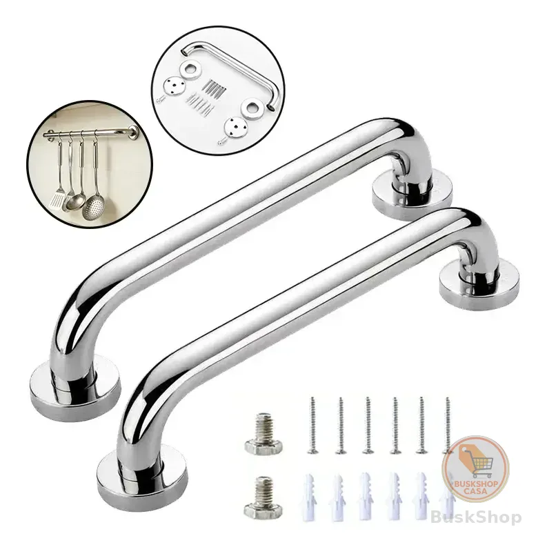 Barra Alça Corrimão Apoio Segurança Banheiro 40cm 2pcs Prateado