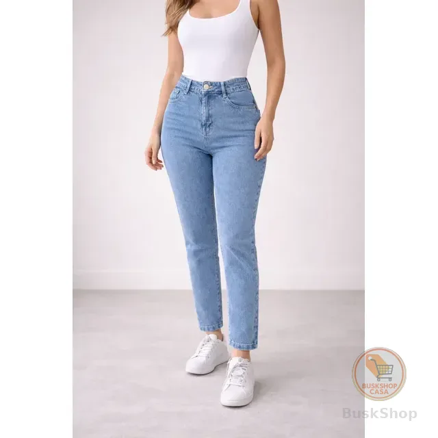 Calça Jeans Mom Stillger Feminina Cintura Alta Cor Clara