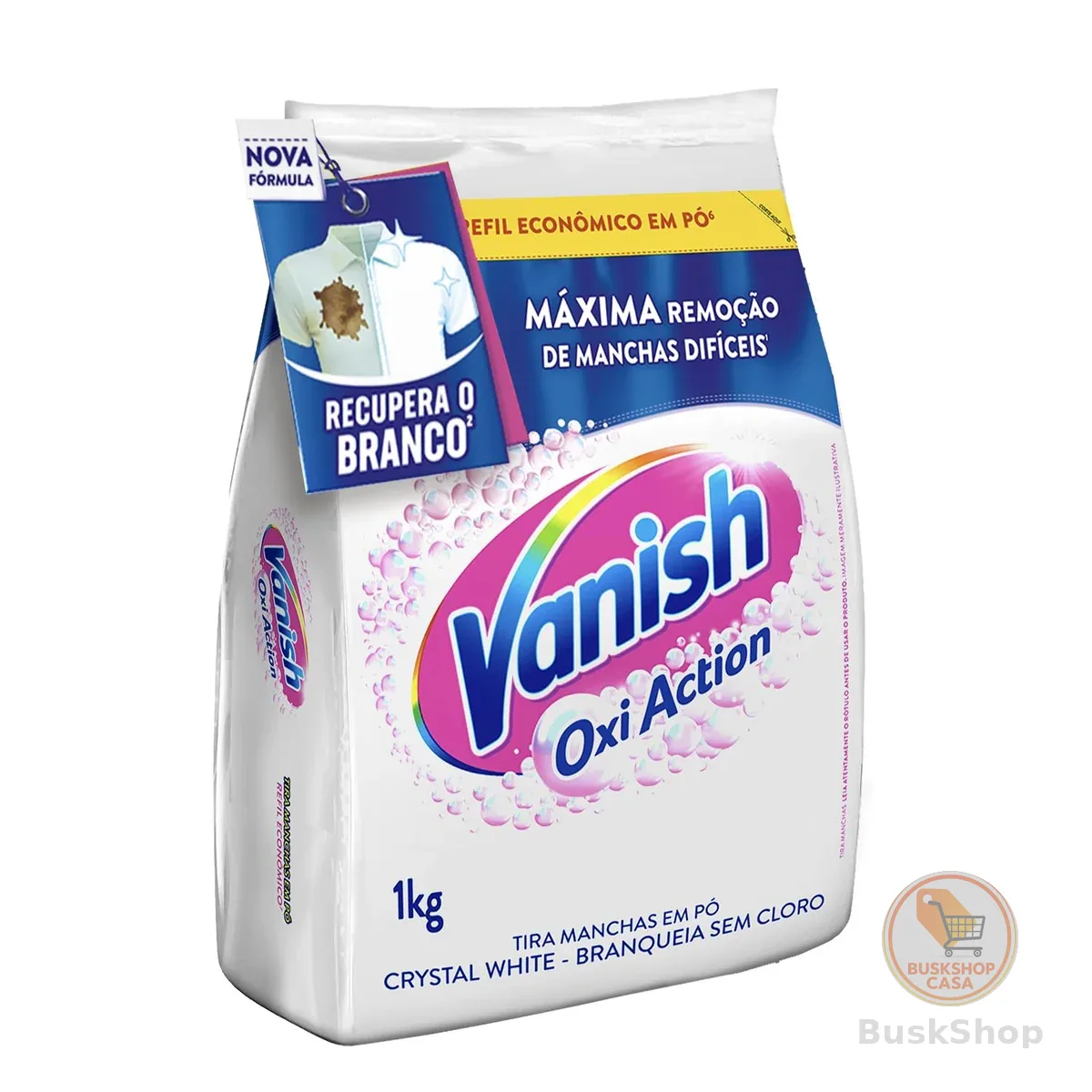 Tira Manchas Vanish em Pó Crystal White Oxi Action para roupas brancas Refil Econômico 1kg