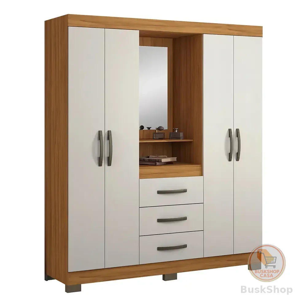 Guarda-roupa Notavel Nt 5015 Nt 5015 Cor Freijó/off White De Mdf Com 4 Portas Articuladas