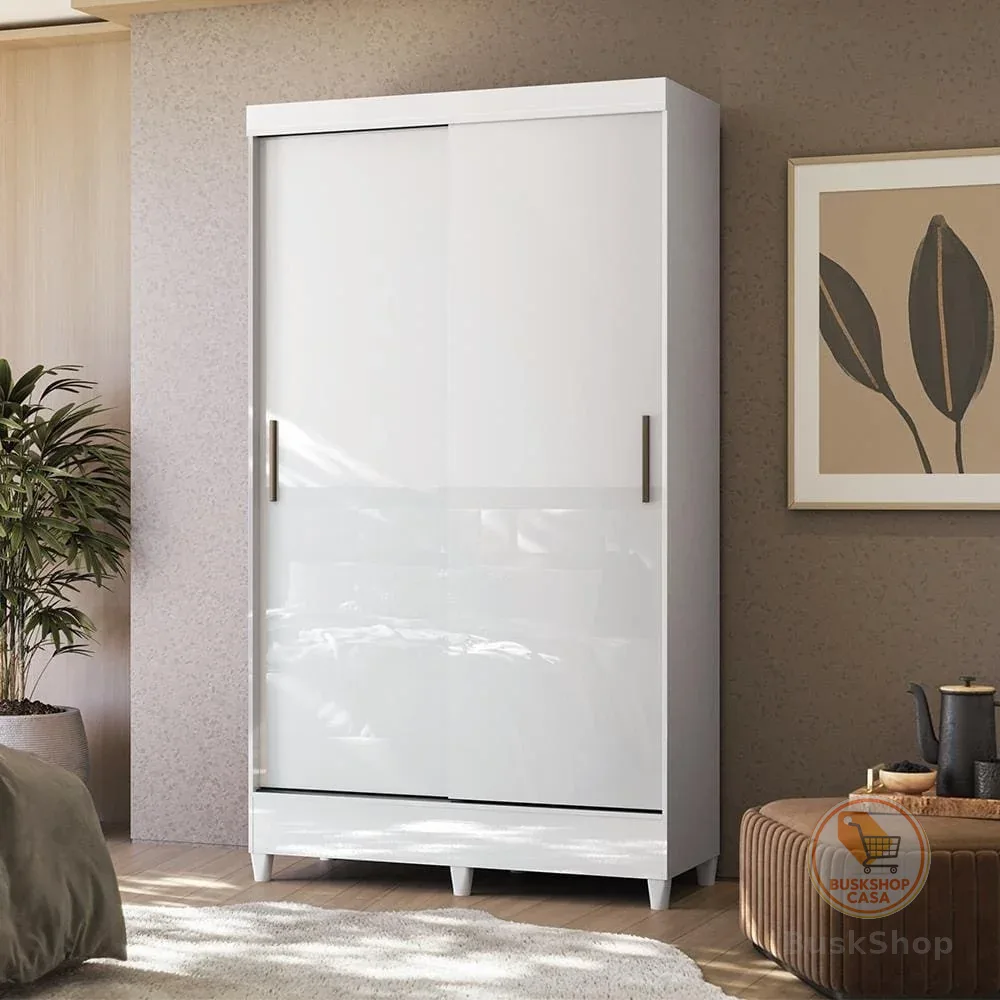 Guarda-roupa Fit 2 Portas 2 Gavetas com Cabideiro Maleiro Solteiro 106.6 cm de largura Santos Andirá