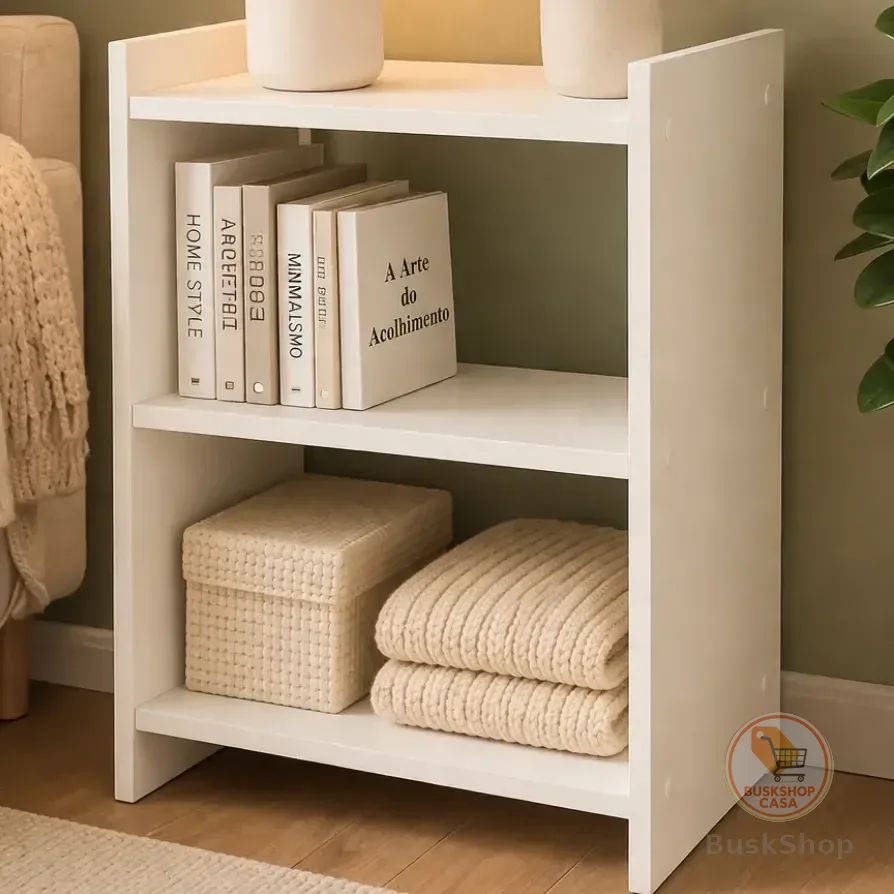 Mesa Mesinha Cabeceira Nicho Moderna Compacta Pequena Quarto Fosco Branco