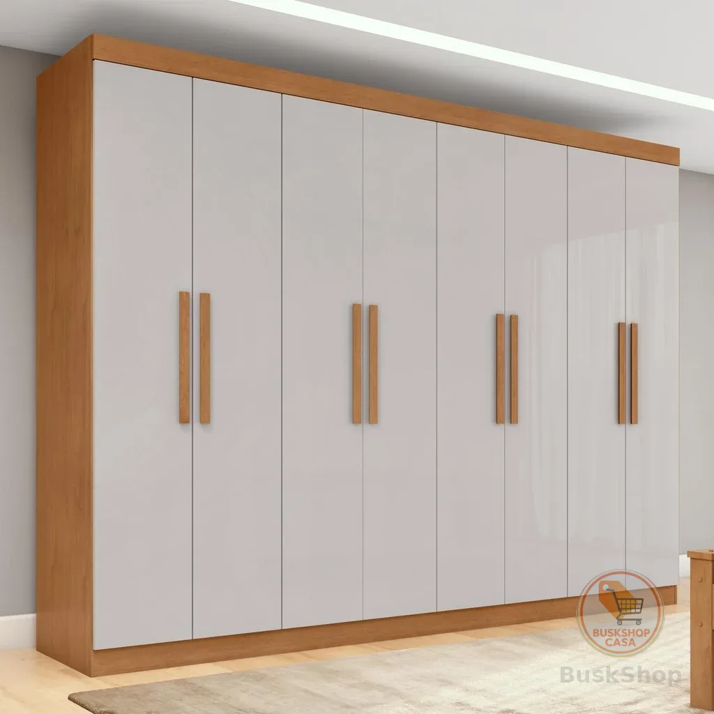 Guarda-roupa Casal Easy Slim 8 Portas Amendoa Clean/Off White