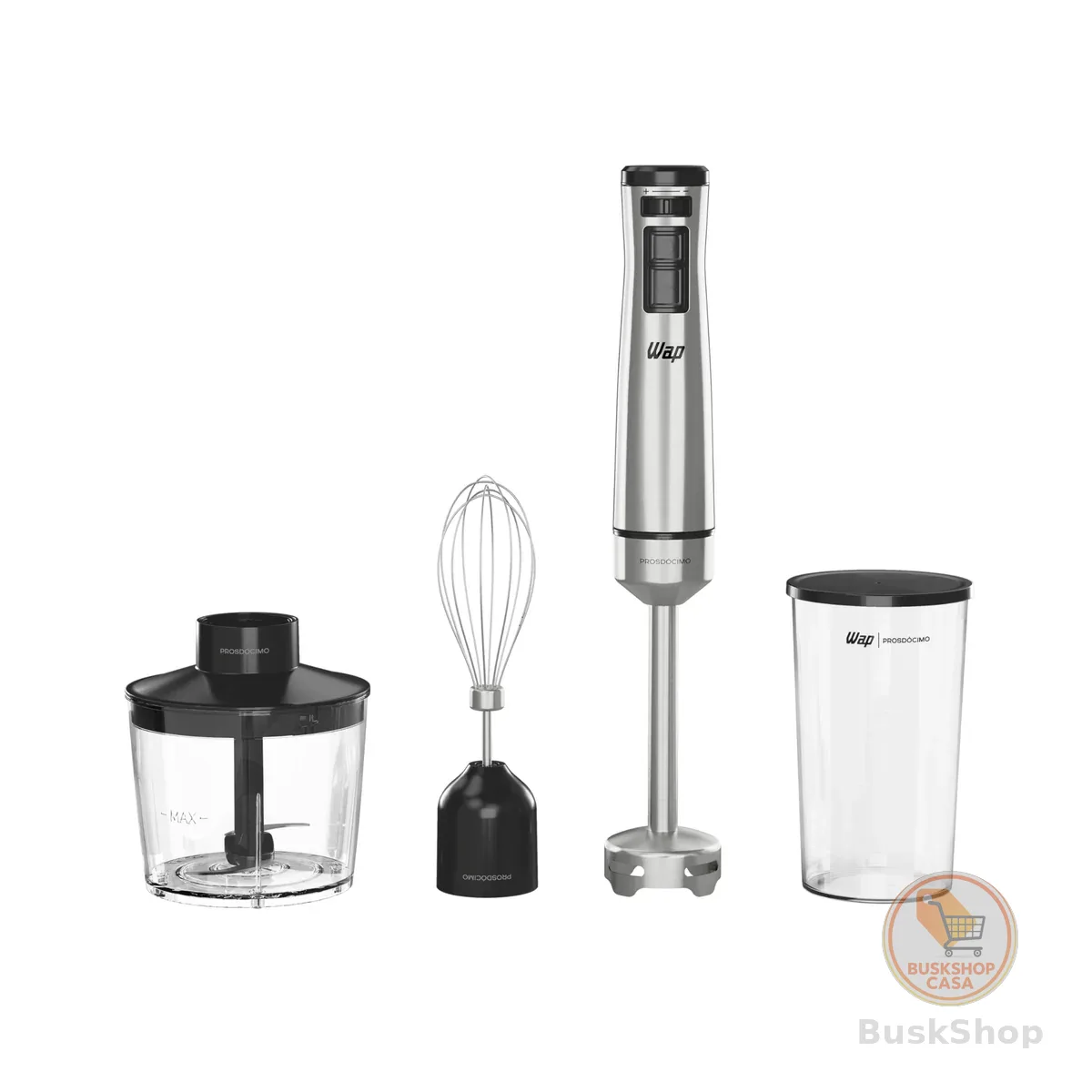 WAP Mixer Elétrico 3 em 1 com Processador, Miniprocessador e Batedor de Clara em Inox Prosdócimo WM1 600W 127V