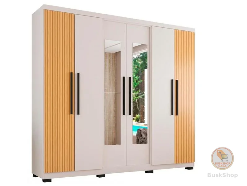 Guarda-roupa Casal com Espelho 6 Portas 4 Gavetas Araplac Braga