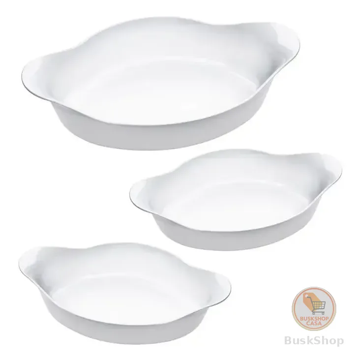 Marinex Conjunto De Assadeiras Oval Opaline 3 Peças Branco Branco