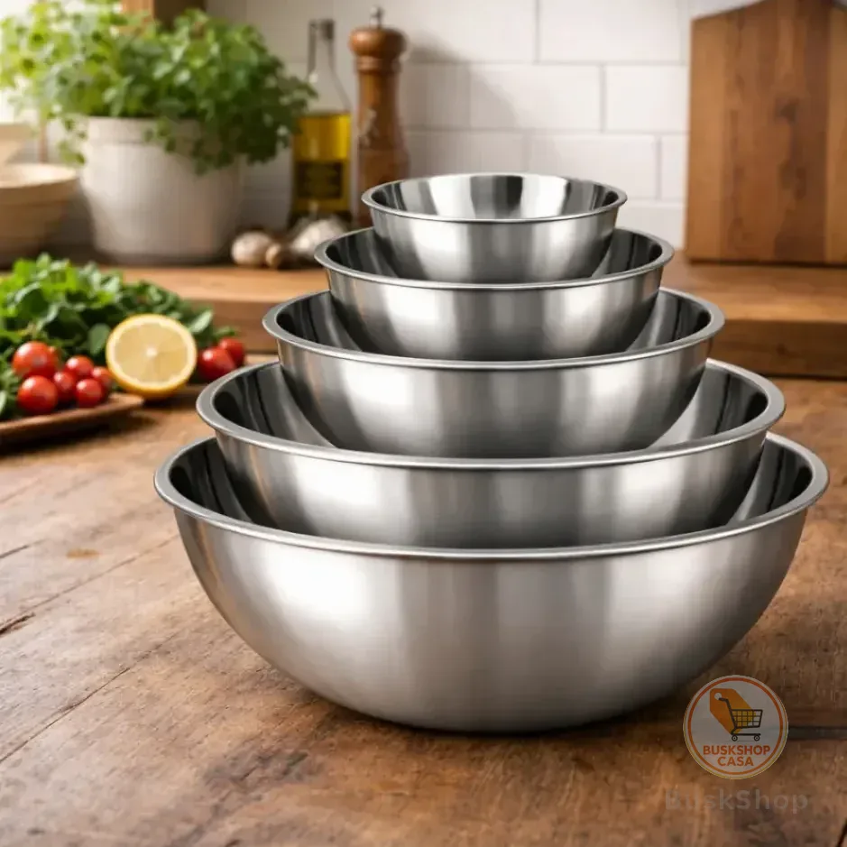 5 Tigelas Bowl Inox Com Medidor Multiuso Cozinha Misture, Meça E Prepare Receitas Com Precisão Profissional