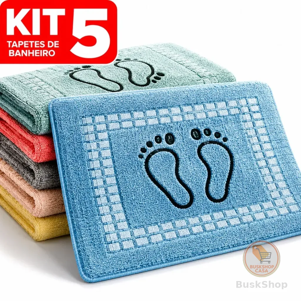 Kit 5 Tapete Piso Premium Toalhinha Para Banheiro Pezinho