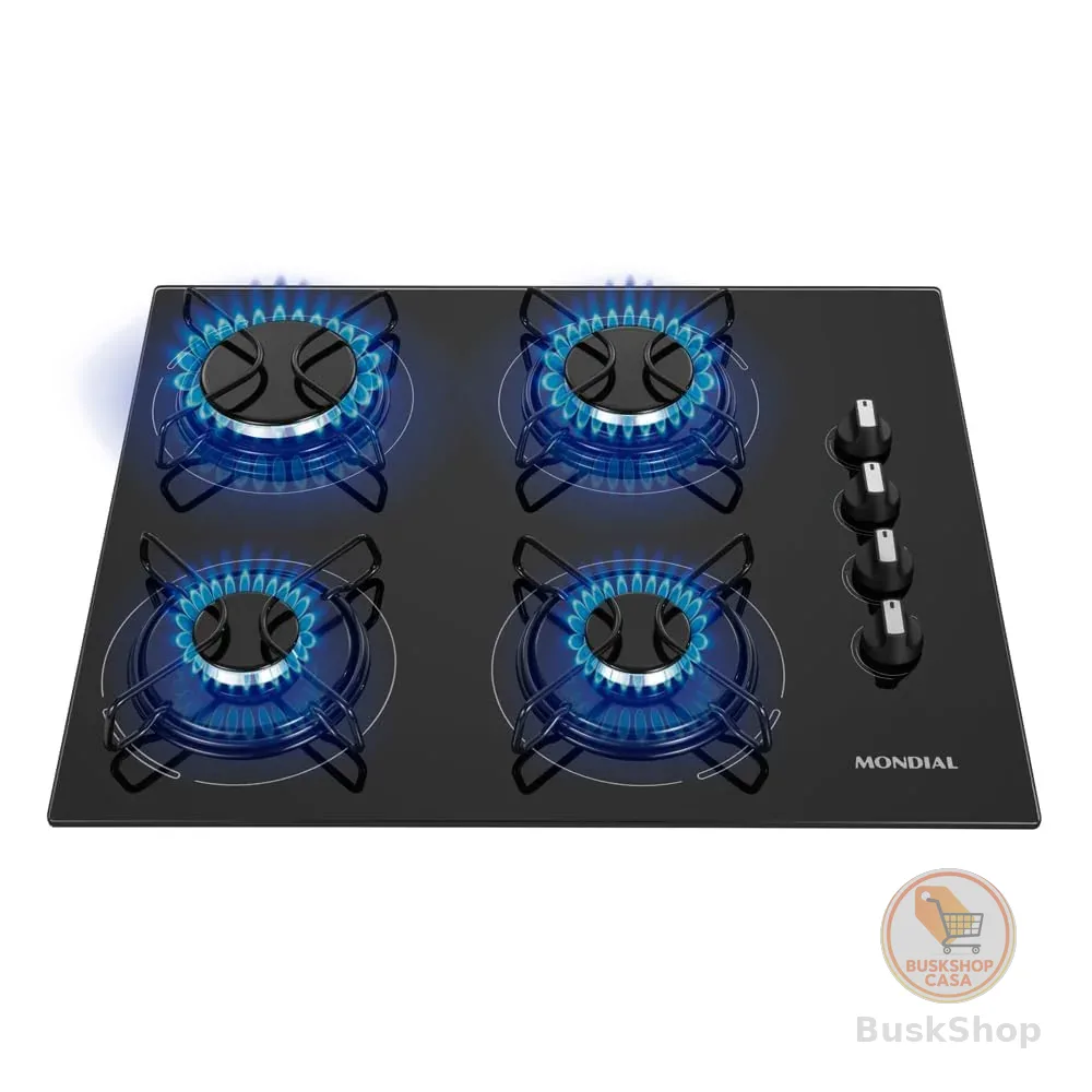 MONDIAL Cooktop a Gás, 4 Bocas, Preto/Inox, Bivolt - CTG-01