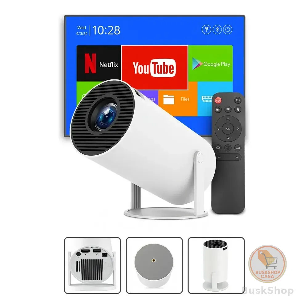 Mini Projetor Davely HY300 4K Android com Wi-Fi e Bluetooth