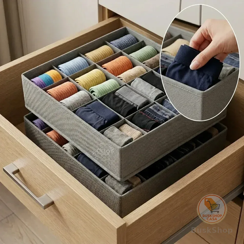 Kit 2 Organizador Colmeia De Roupas Gaveta Guarda Roupa 24 Divisórias Ciclo Alternativa Cor Cinza